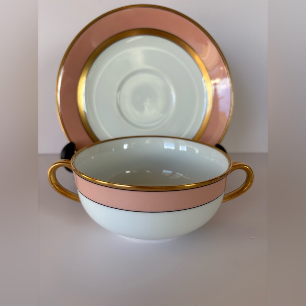 Fitz & Floyd, Inc. Renaissance Peach Flat Cream Soup Bowl and Saucer Set